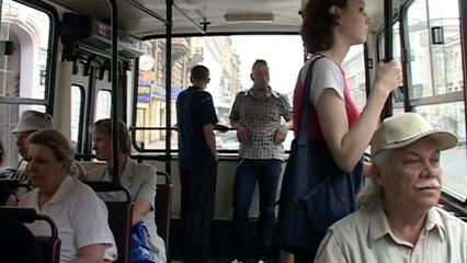 Публичное русское порно в городском автобусе